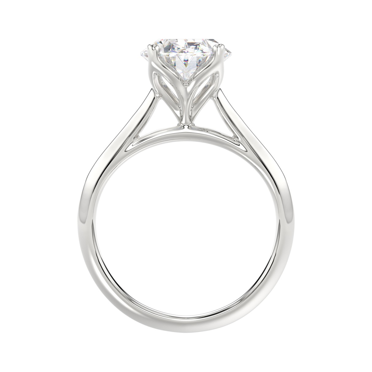 LADIES SOLITAIRE RING 4CT OVAL DIAMOND 14K WHITE GOLD 