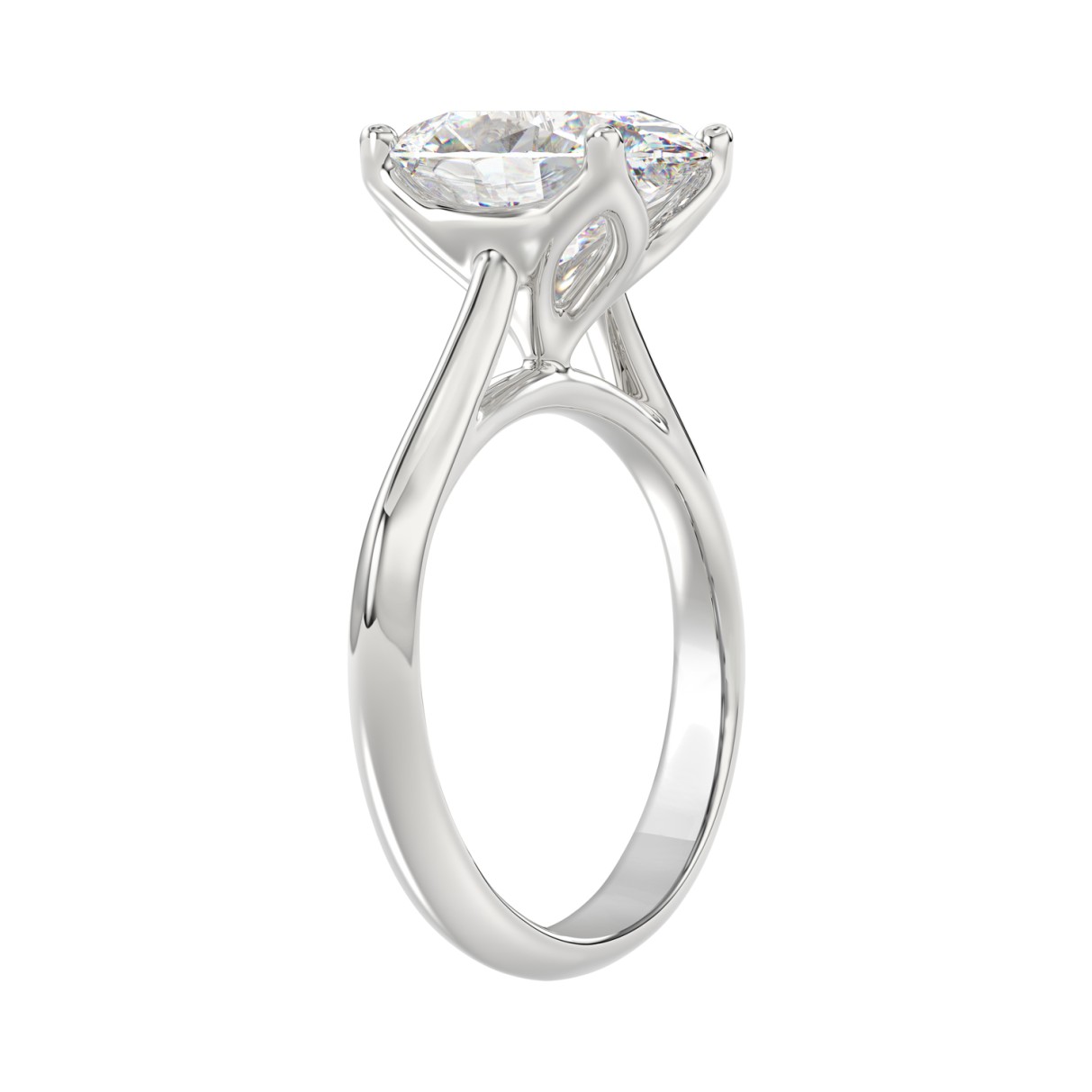 LADIES SOLITAIRE RING 4CT OVAL DIAMOND 14K WHITE GOLD 