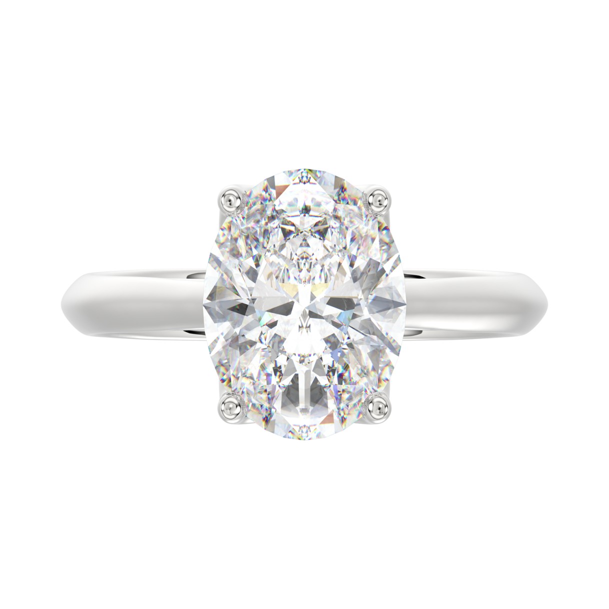 LADIES SOLITAIRE RING 4CT OVAL DIAMOND 14K WHITE GOLD 