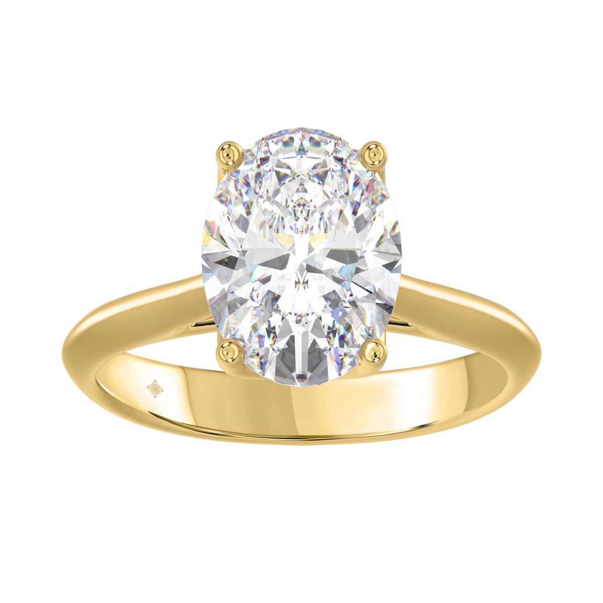 LADIES SOLITAIRE RING 4CT OVAL DIAMOND 14K YELLOW GOLD 