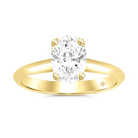 LADIES SOLITAIRE RING 4CT OVAL DIAMOND 14K YELLOW GOLD 