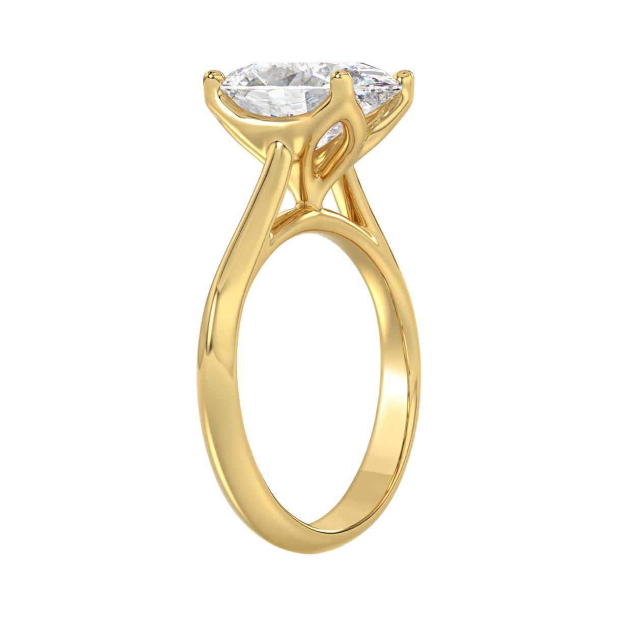 LADIES SOLITAIRE RING 4CT OVAL DIAMOND 14K YELLOW GOLD 