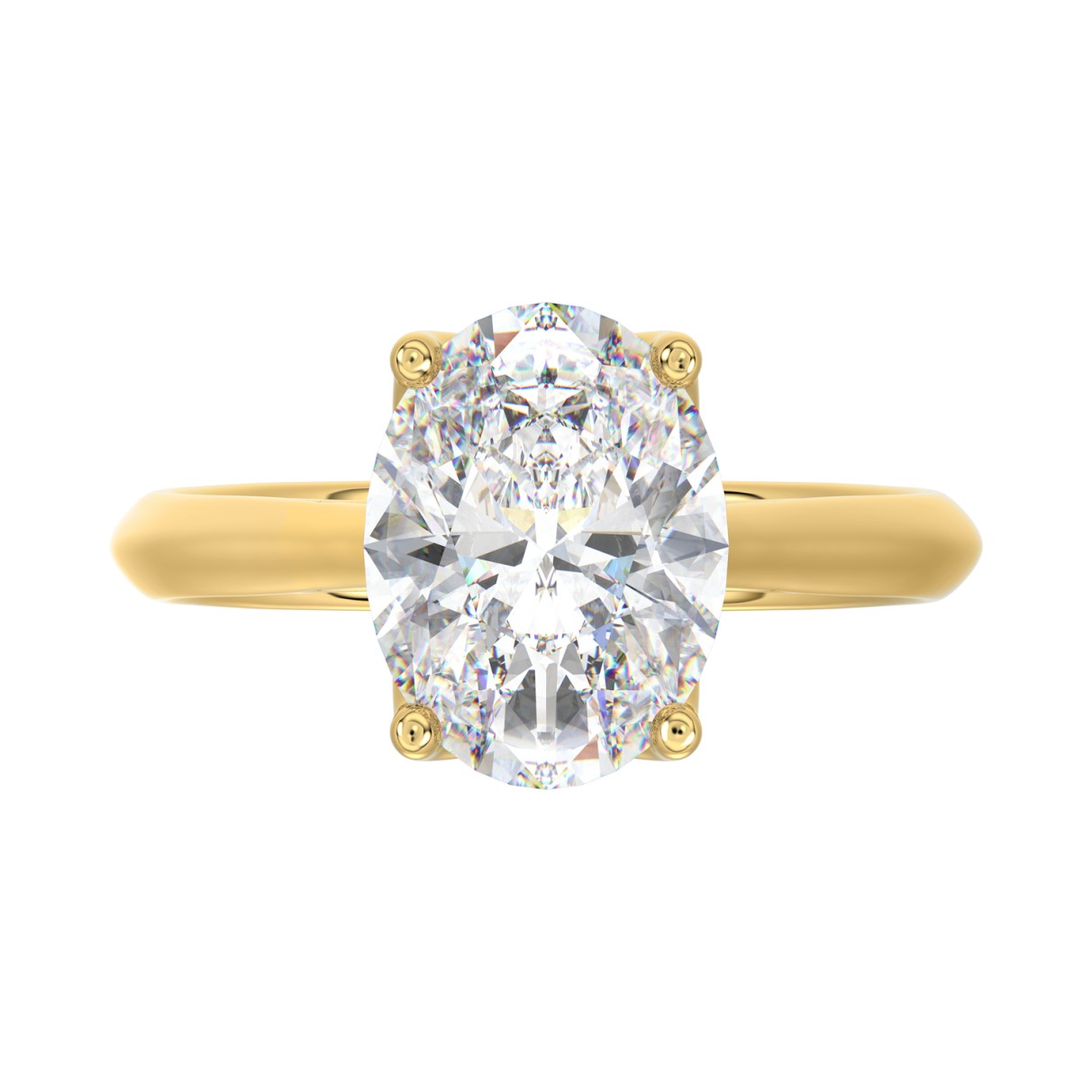 LADIES SOLITAIRE RING 4CT OVAL DIAMOND 14K YELLOW GOLD 