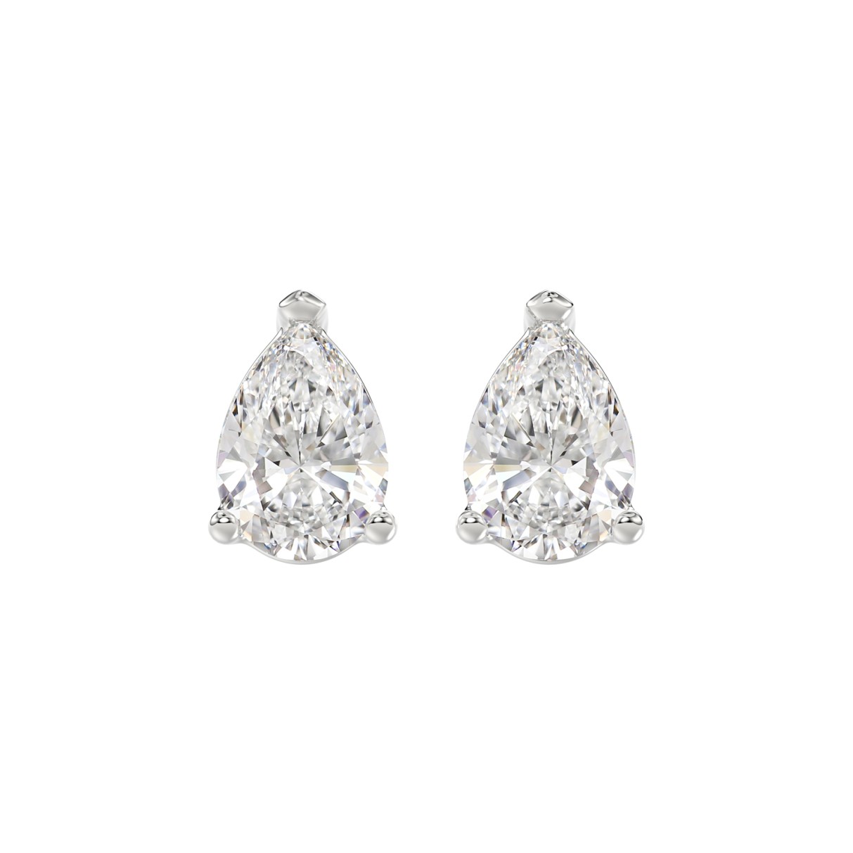 LADIES SOLITAIRE EARRINGS 4.00CT PEAR DIAMOND 14K WHITE GOLD 