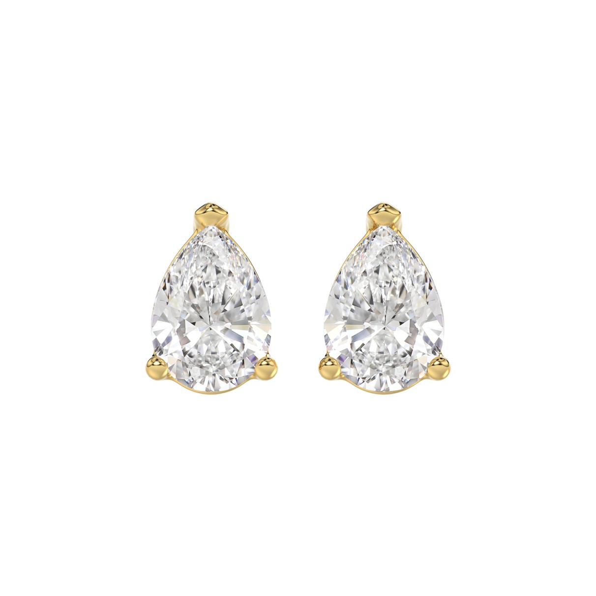 LADIES SOLITAIRE EARRINGS 4.00CT PEAR DIAMOND 14K YELLOW GOLD 