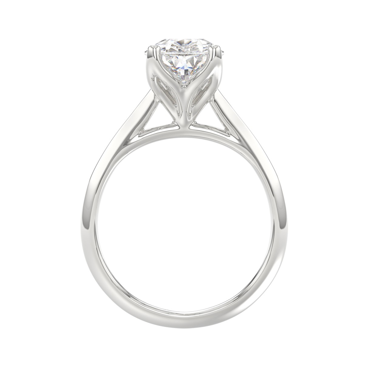 LADIES SOLITAIRE RING 4CT PEAR DIAMOND 14K WHITE GOLD 