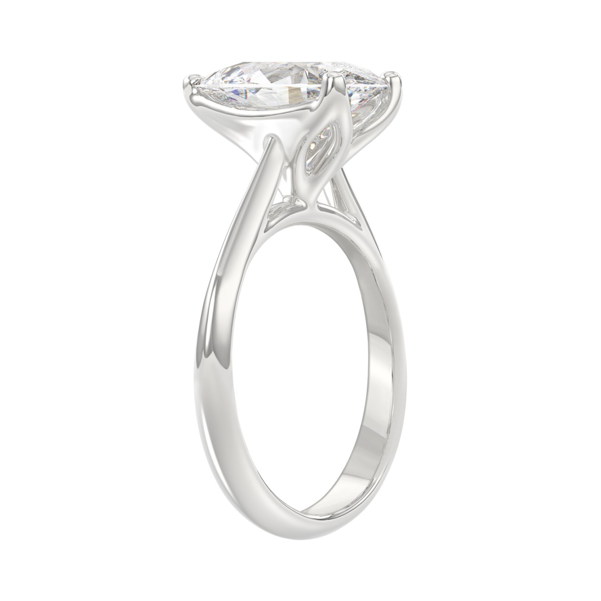 LADIES SOLITAIRE RING 4CT PEAR DIAMOND 14K WHITE GOLD 