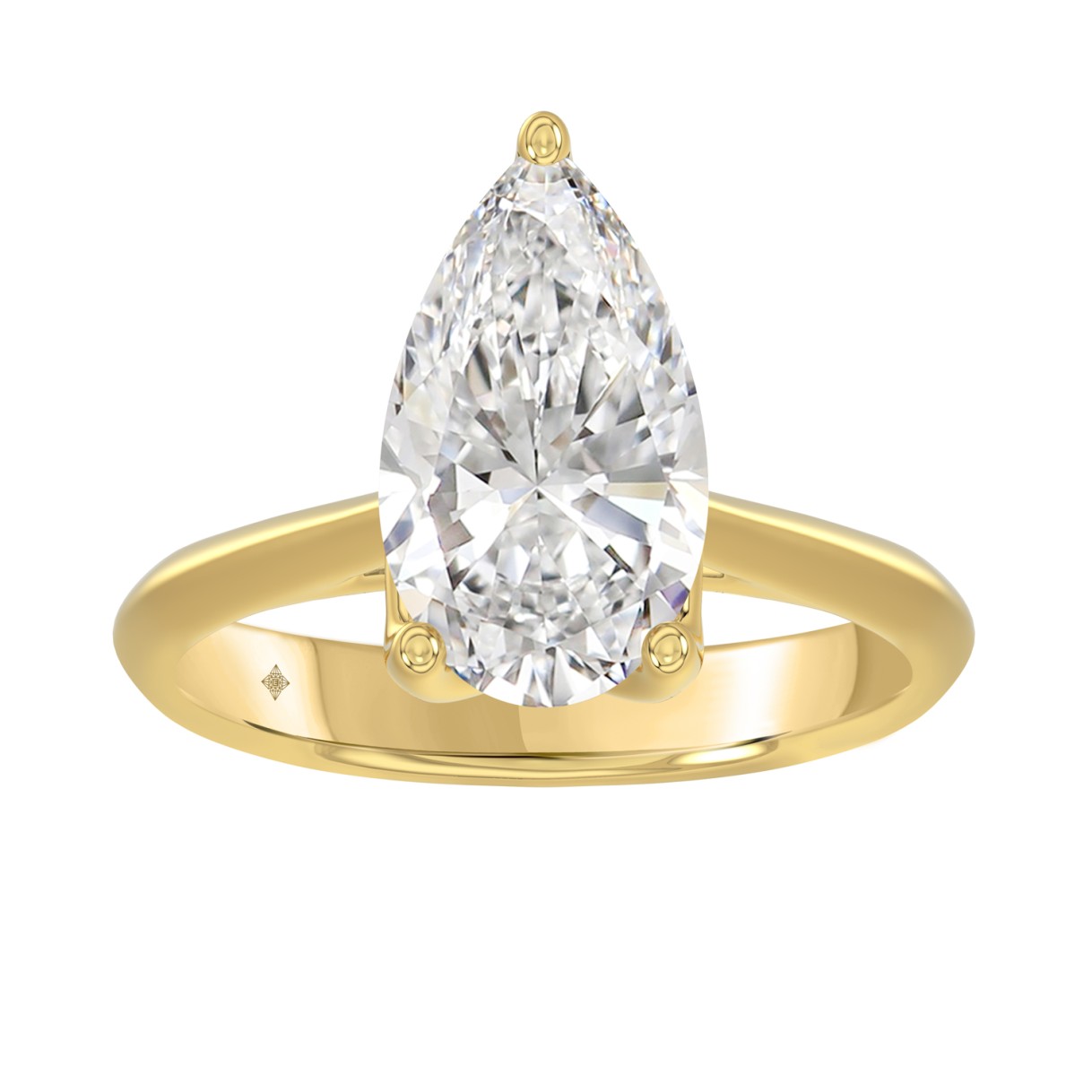 LADIES SOLITAIRE RING 4CT PEAR DIAMOND 14K YELLOW ...