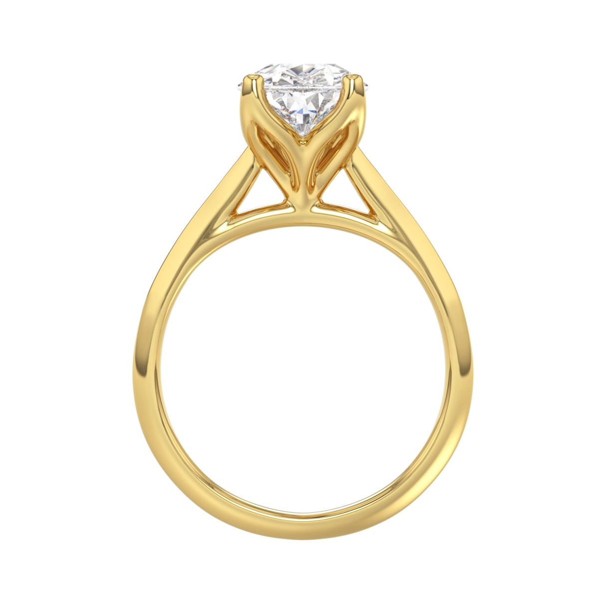 LADIES SOLITAIRE RING 4CT PEAR DIAMOND 14K YELLOW GOLD 