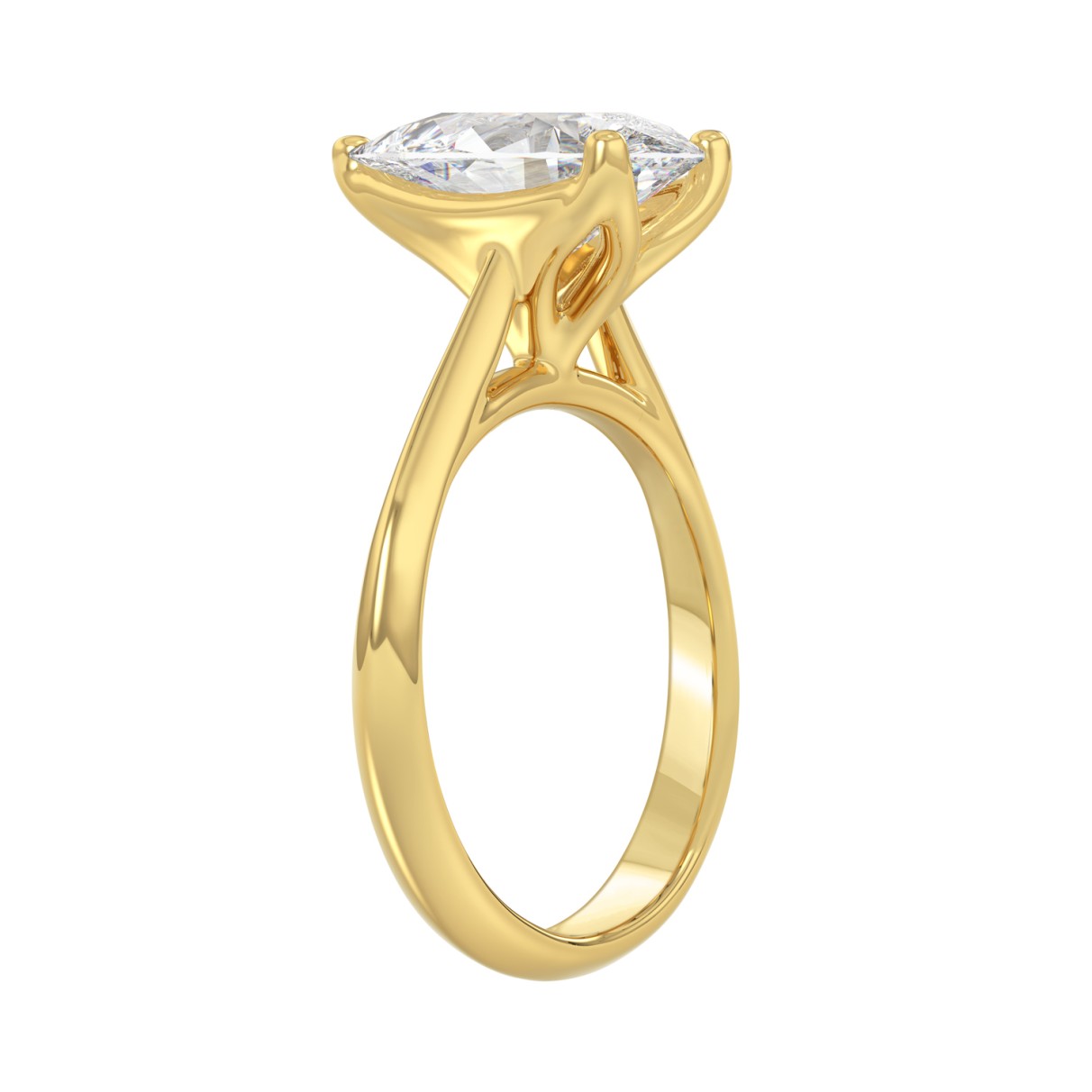 LADIES SOLITAIRE RING 4CT PEAR DIAMOND 14K YELLOW GOLD 