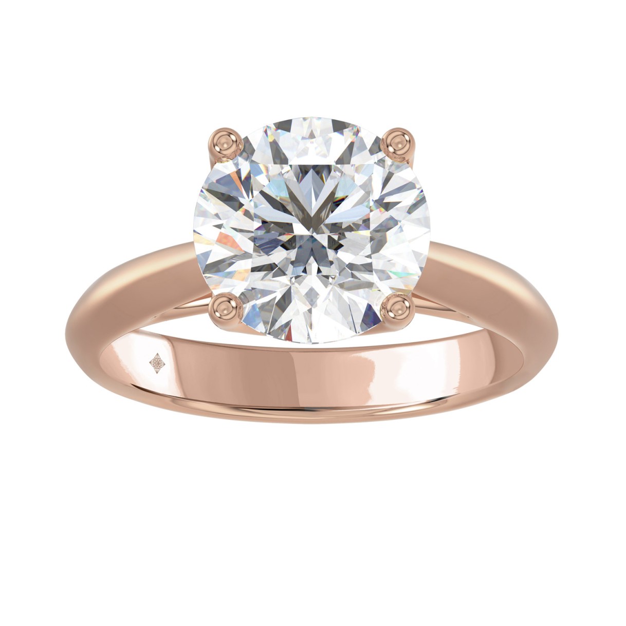LADIES RING 4CT ROUND DIAMOND 14K ROSE GOLD 