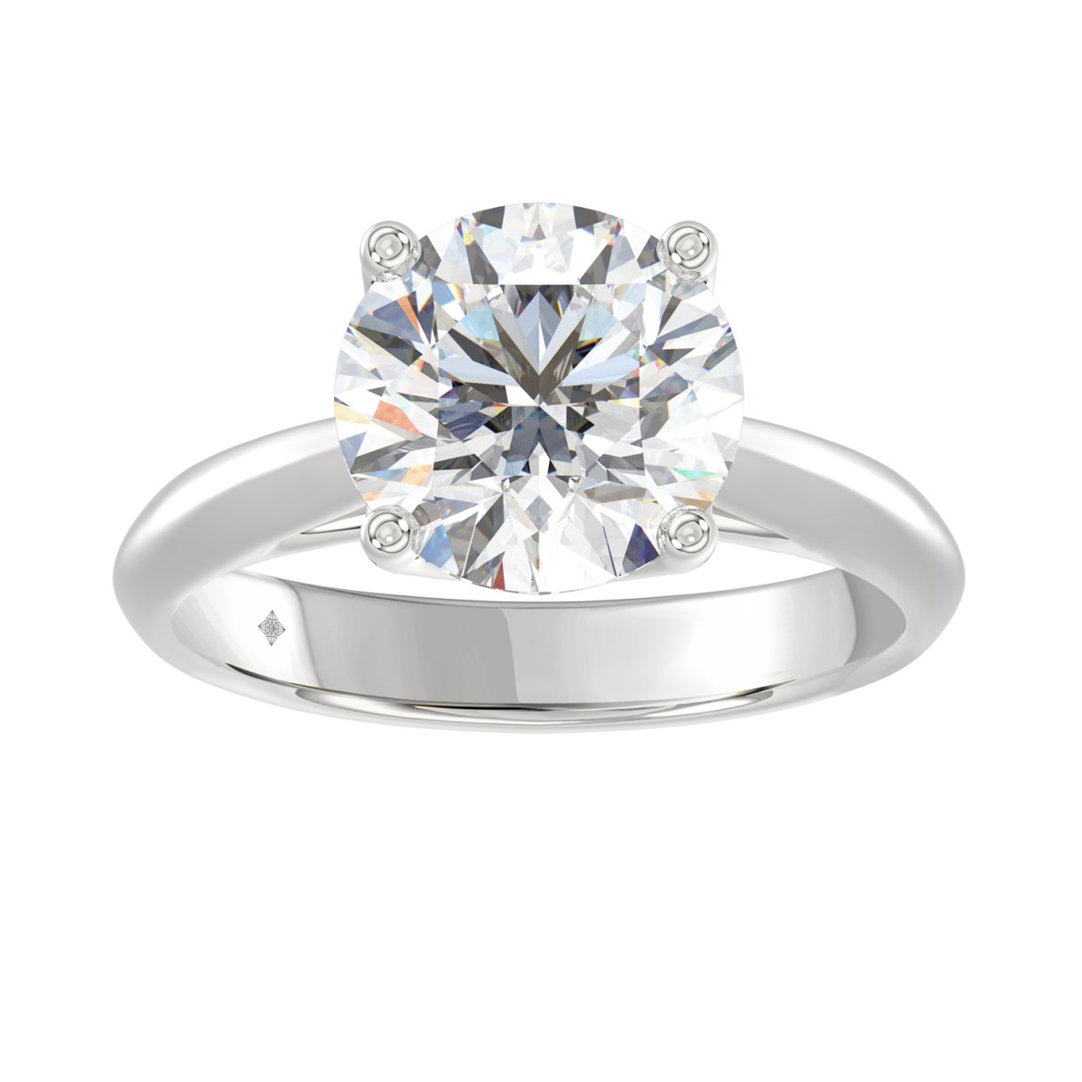 LADIES SOLITAIRE RING 4CT ROUND DIAMOND 14K WHITE ...