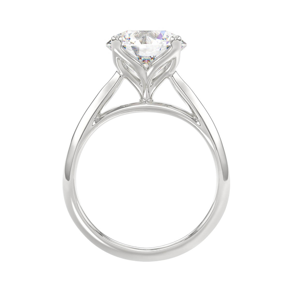 LADIES SOLITAIRE RING 4CT ROUND DIAMOND 14K WHITE GOLD 