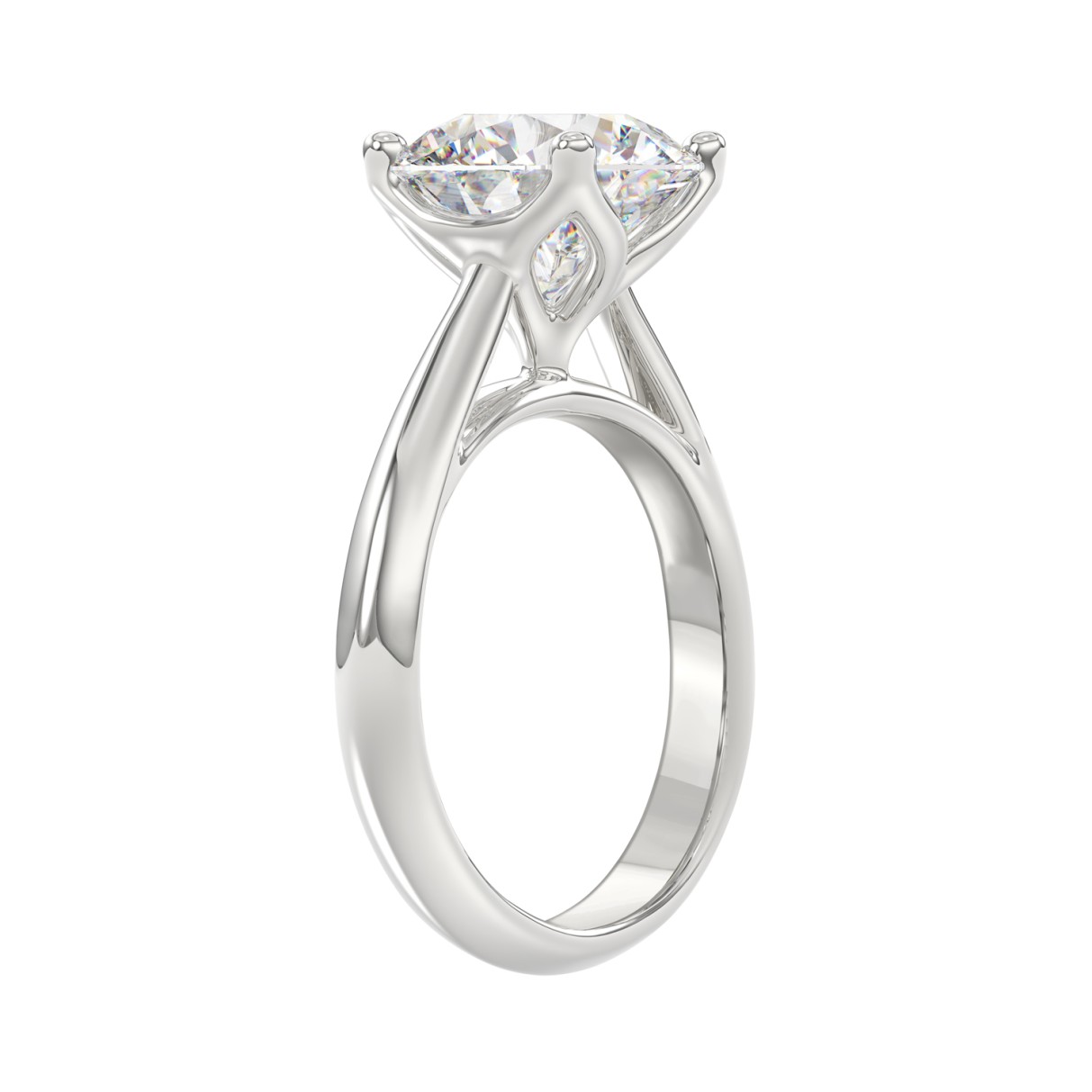 LADIES SOLITAIRE RING 4CT ROUND DIAMOND 14K WHITE GOLD 