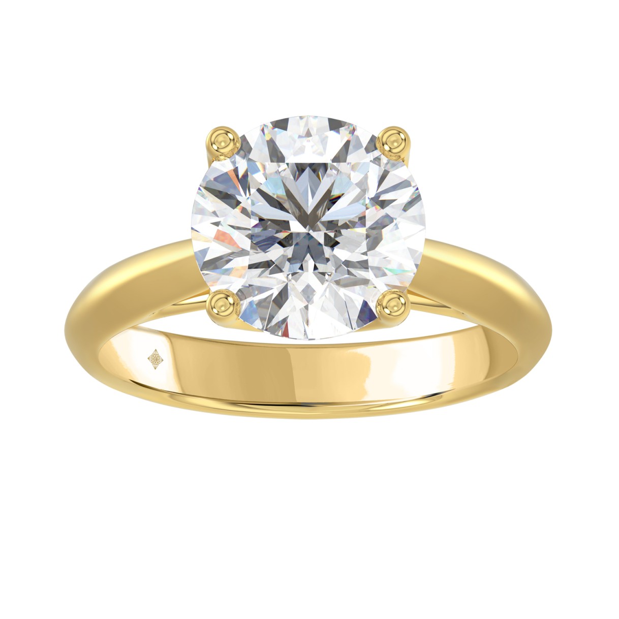 LADIES SOLITAIRE RING 4CT ROUND DIAMOND 14K YELLOW...