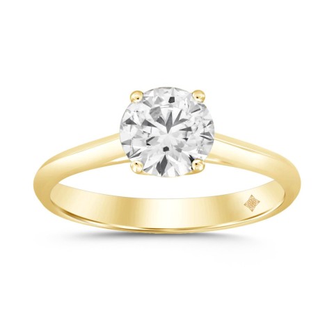 LADIES SOLITAIRE RING 4CT ROUND DIAMOND 14K YELLOW GOLD 