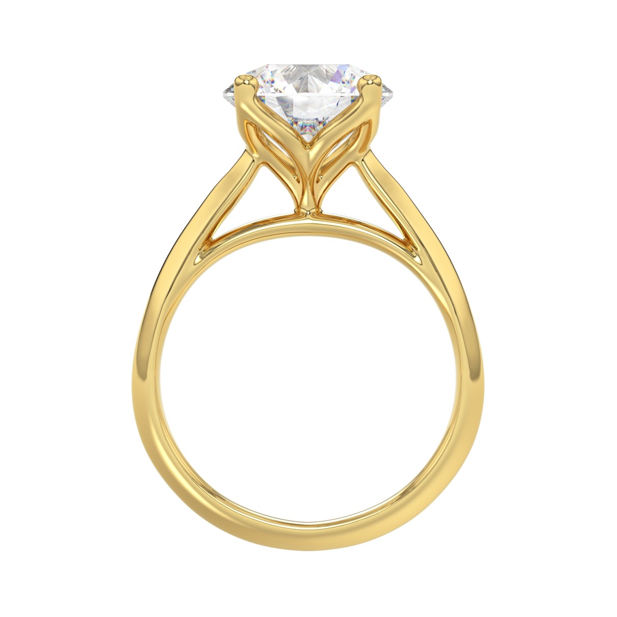 LADIES SOLITAIRE RING 4CT ROUND DIAMOND 14K YELLOW GOLD 