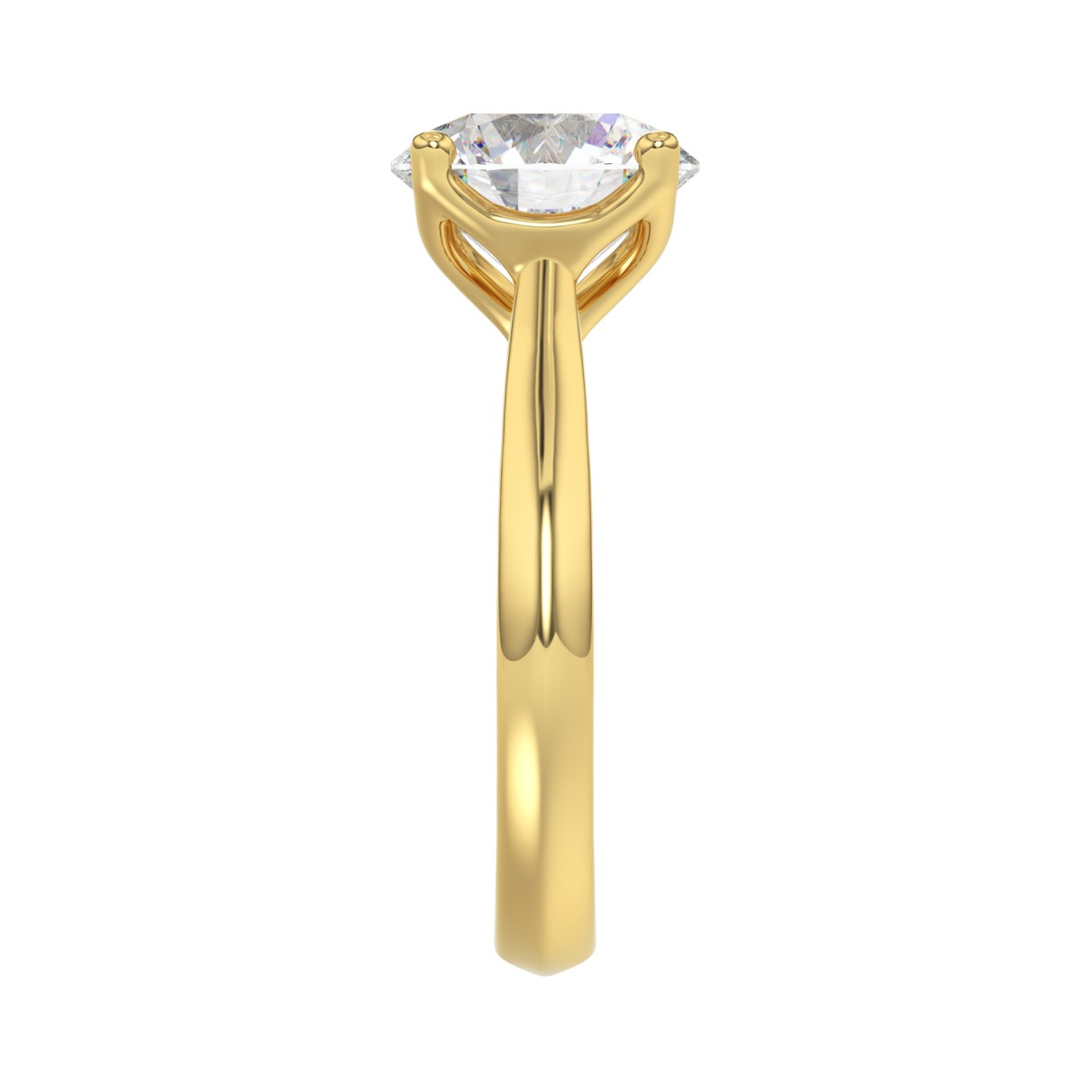 LADIES SOLITAIRE RING 4CT ROUND DIAMOND 14K YELLOW GOLD 