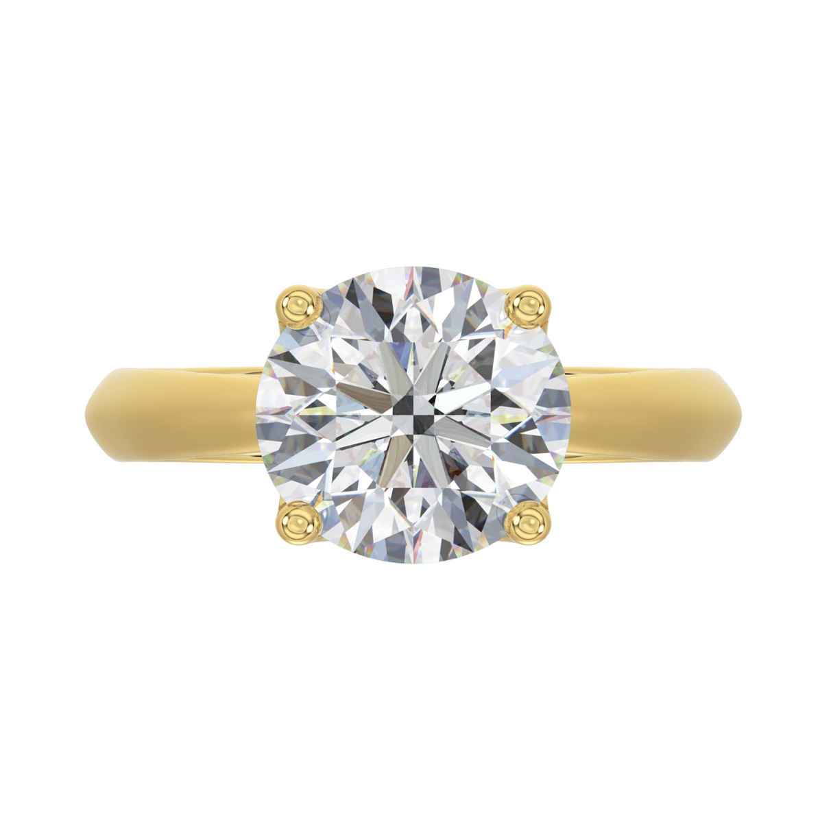 LADIES SOLITAIRE RING 4CT ROUND DIAMOND 14K YELLOW GOLD 