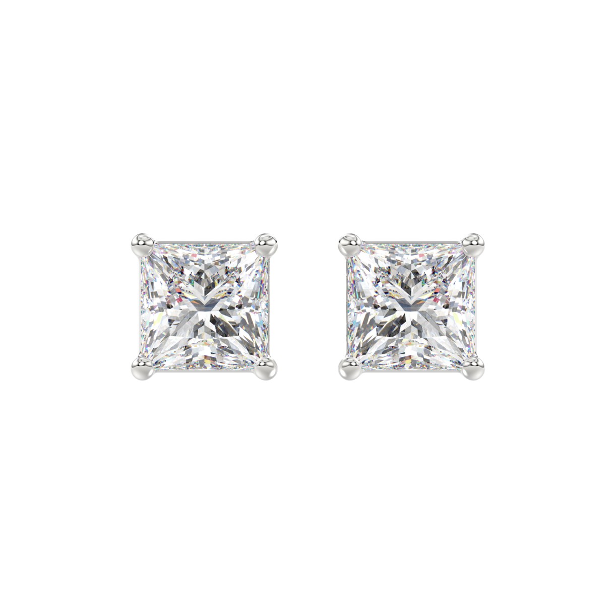 LADIES SOLITAIRE EARRINGS 4CT PRINCESS DIAMOND 14K...