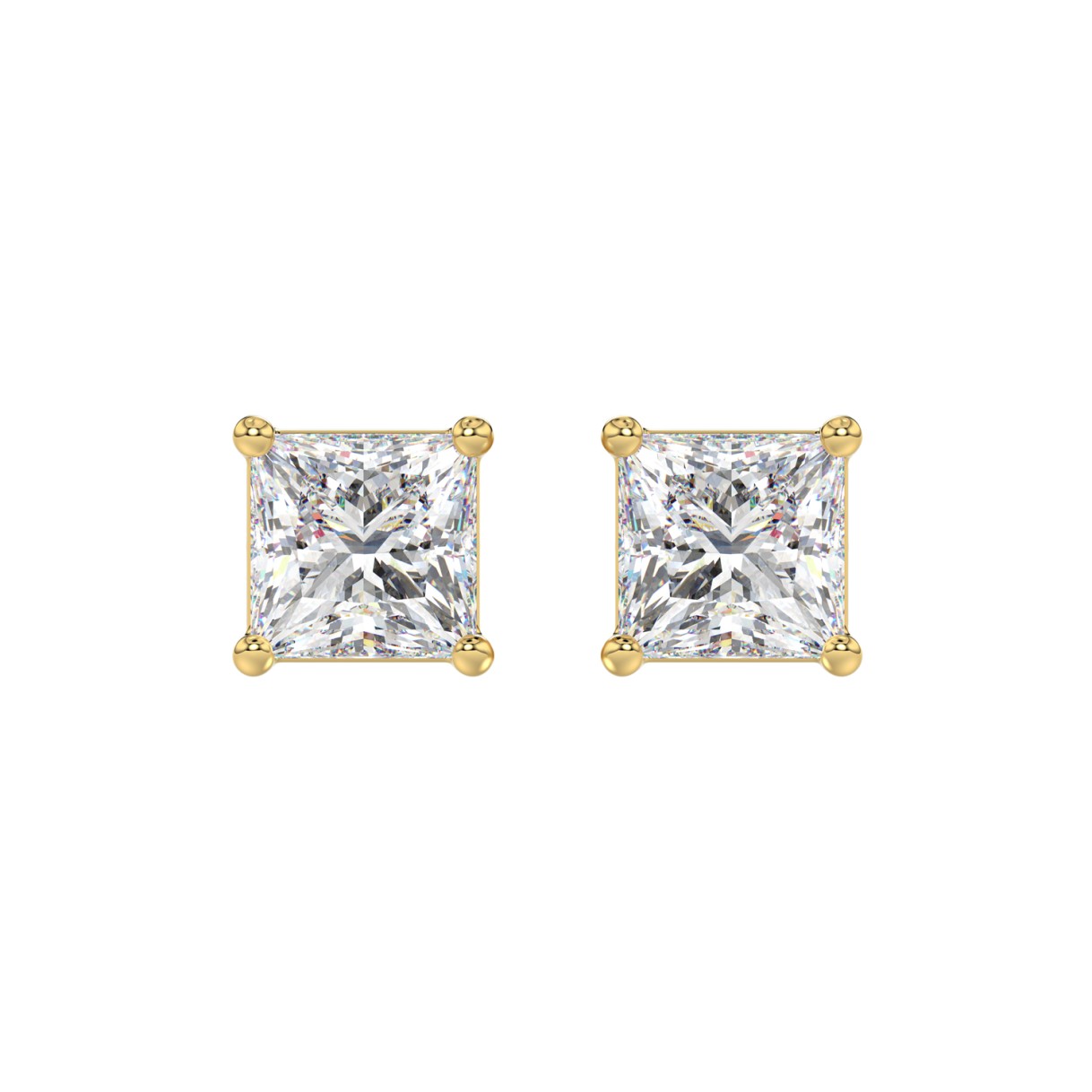 LADIES SOLITAIRE EARRINGS 4CT PRINCESS DIAMOND 14K...