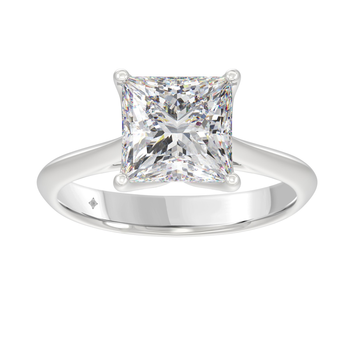 LADIES SOLITAIRE RING 4CT PRINCESS DIAMOND 14K WHI...