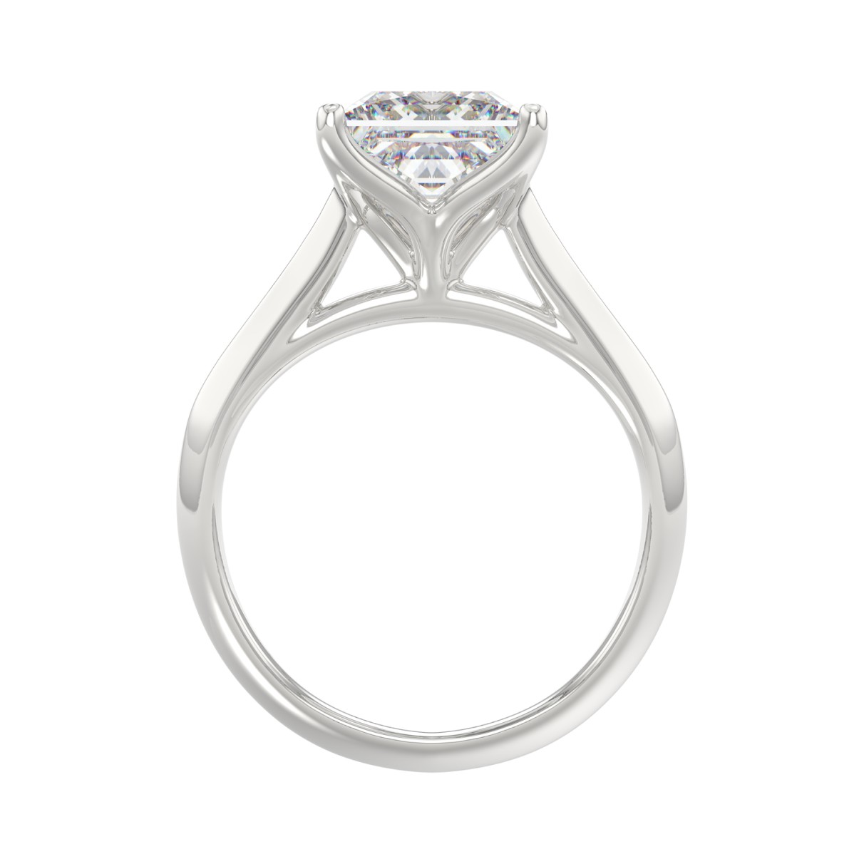 LADIES SOLITAIRE RING 4CT PRINCESS DIAMOND 14K WHITE GOLD 