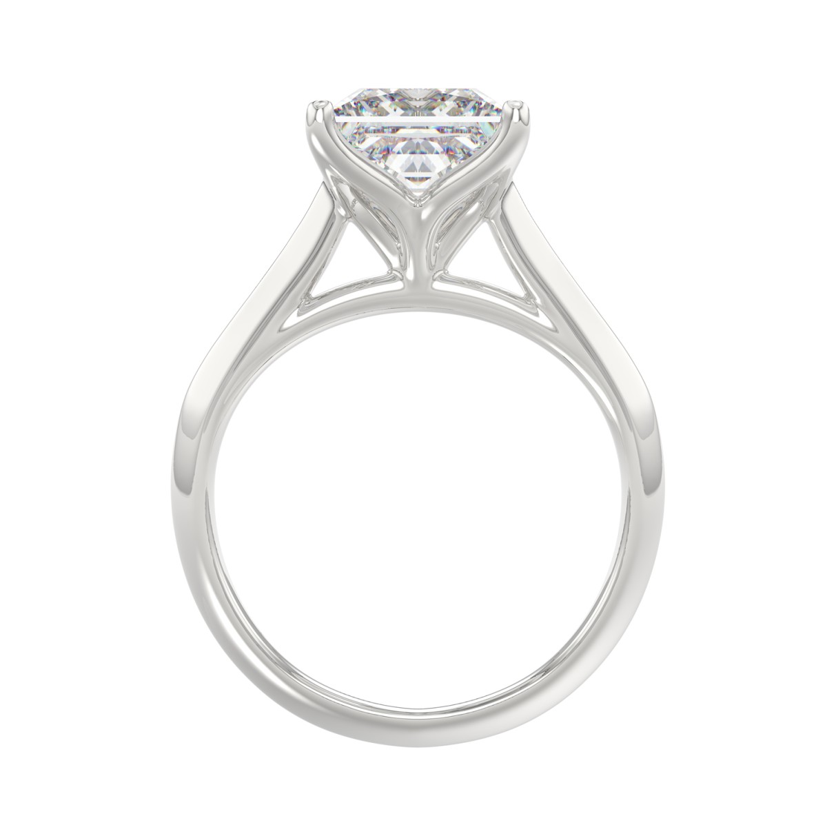 LADIES SOLITAIRE RING 4CT PRINCESS DIAMOND 14K WHITE GOLD 