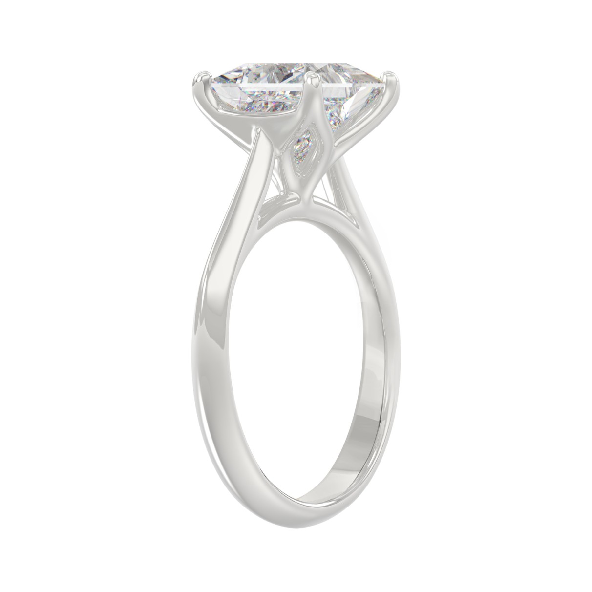 LADIES SOLITAIRE RING 4CT PRINCESS DIAMOND 14K WHITE GOLD 