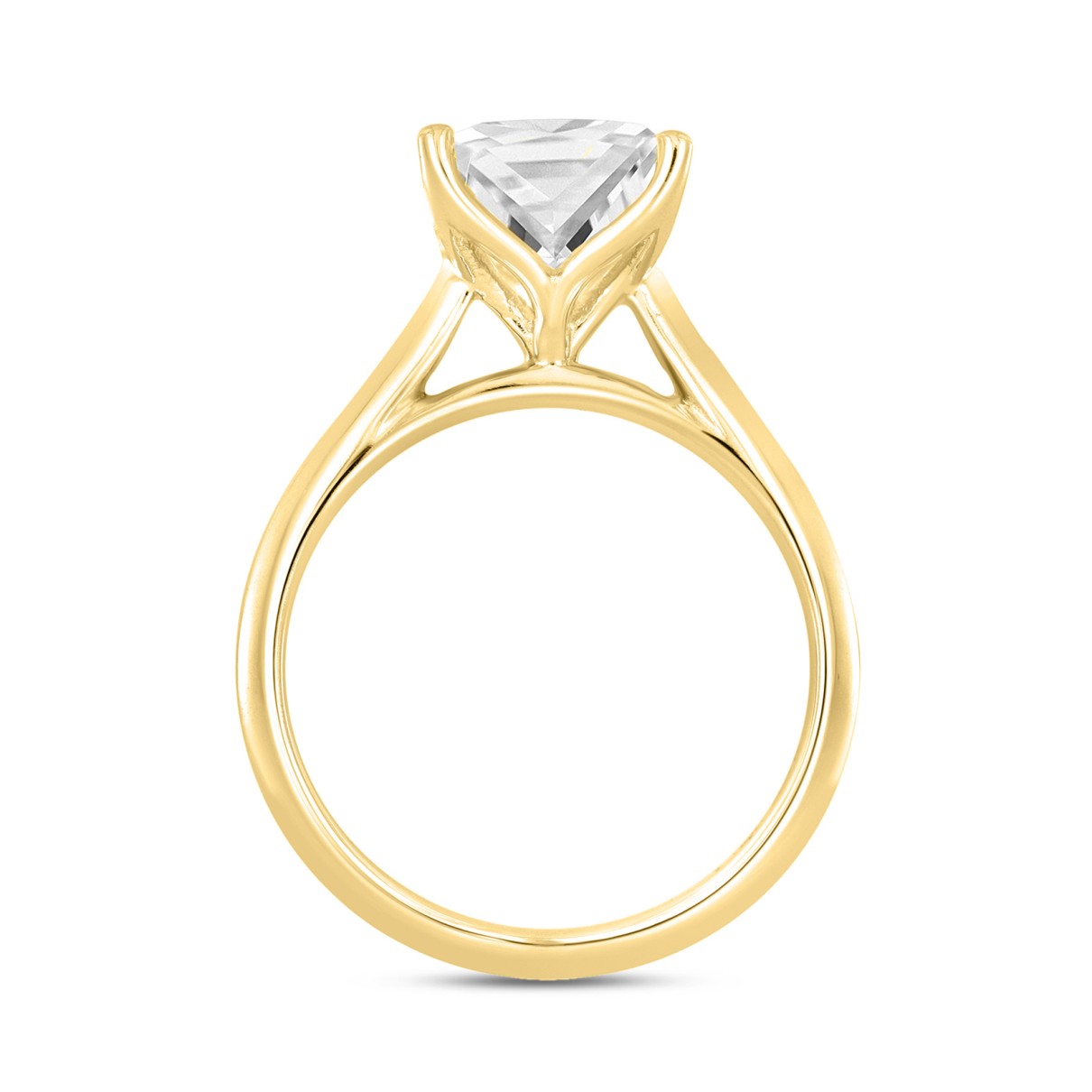 LADIES SOLITAIRE RING 4CT PRINCESS DIAMOND 14K YELLOW GOLD 