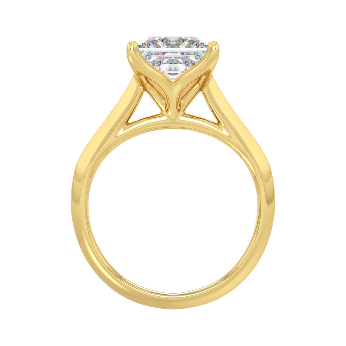 LADIES SOLITAIRE RING 4CT PRINCESS DIAMOND 14K YELLOW GOLD 