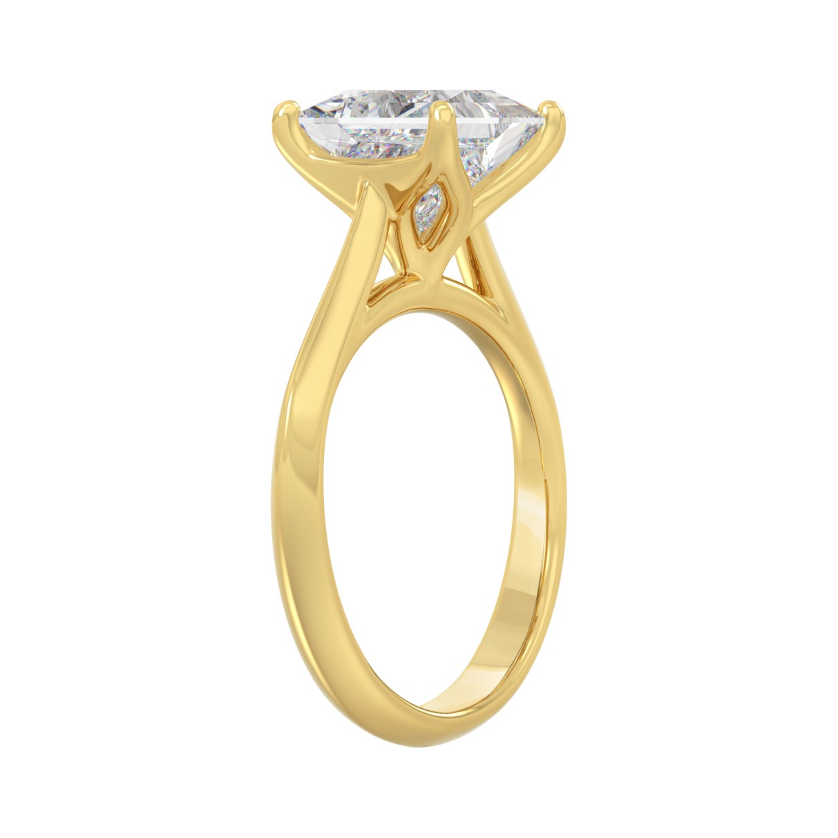 LADIES SOLITAIRE RING 4CT PRINCESS DIAMOND 14K YELLOW GOLD 