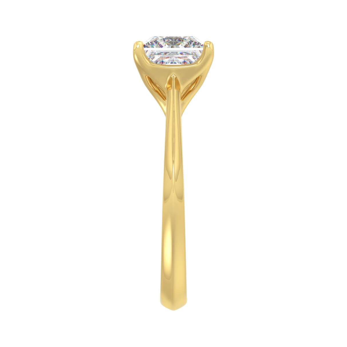 LADIES SOLITAIRE RING 4CT PRINCESS DIAMOND 14K YELLOW GOLD 