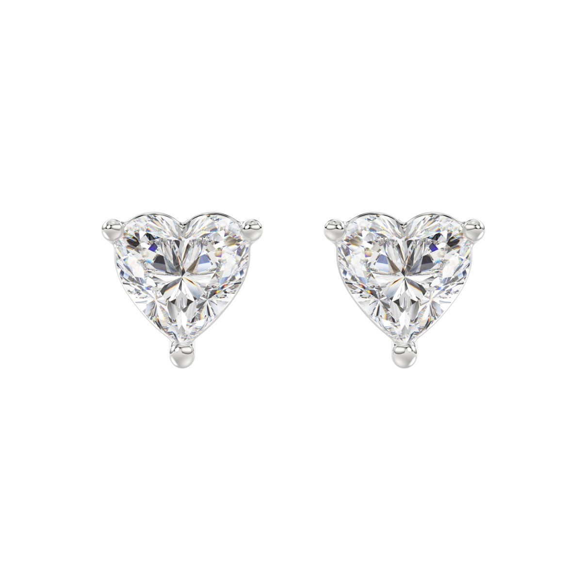 LADIES SOLITAIRE EARRINGS 3CT HEART DIAMOND 14K WHITE GOLD 