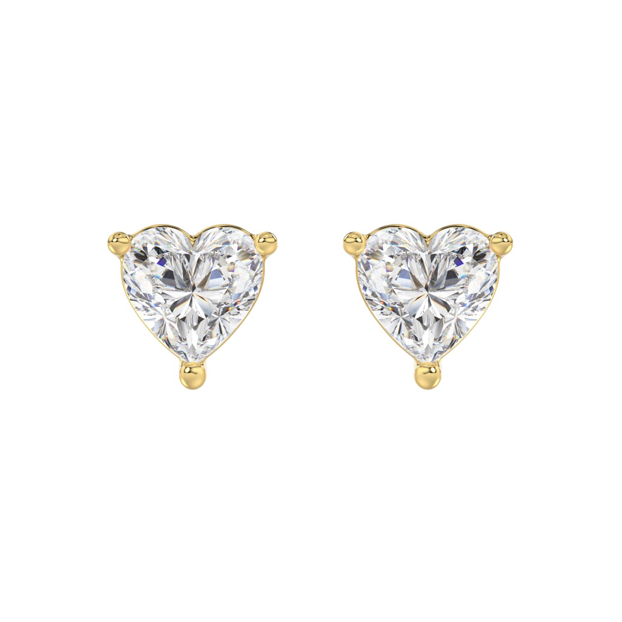 LADIES SOLITAIRE EARRINGS 3CT HEART DIAMOND 14K YE...