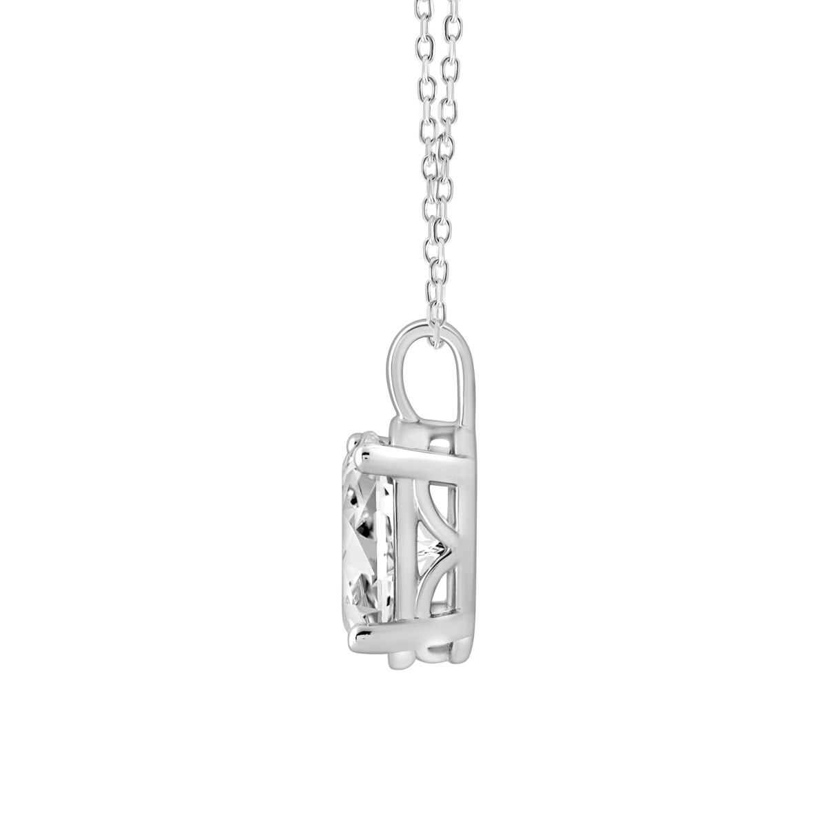 LADIES SOLITAIRE PENDANT 2.50CT OVAL DIAMOND 14K WHITE GOLD 