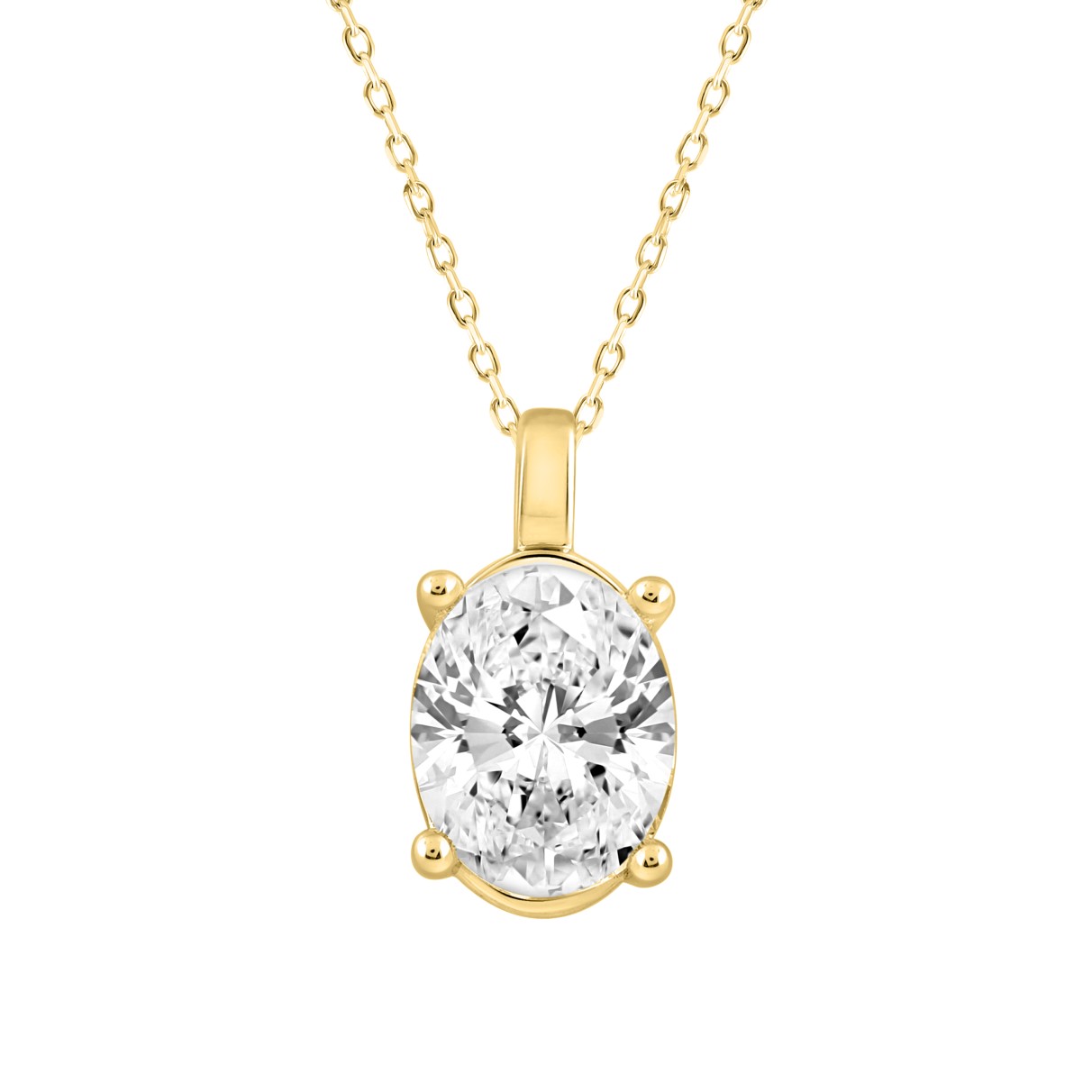 LADIES SOLITAIRE PENDANT 2.50CT OVAL DIAMOND 14K Y...