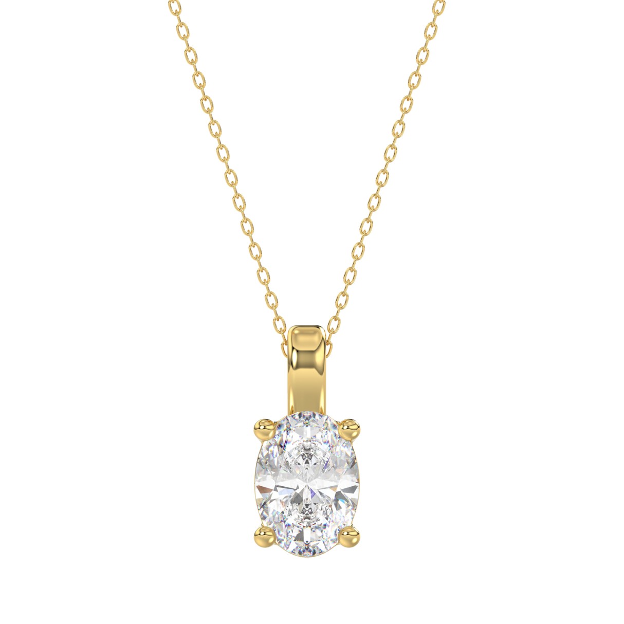 LADIES SOLITAIRE PENDANT 2.50CT OVAL DIAMOND 14K Y...