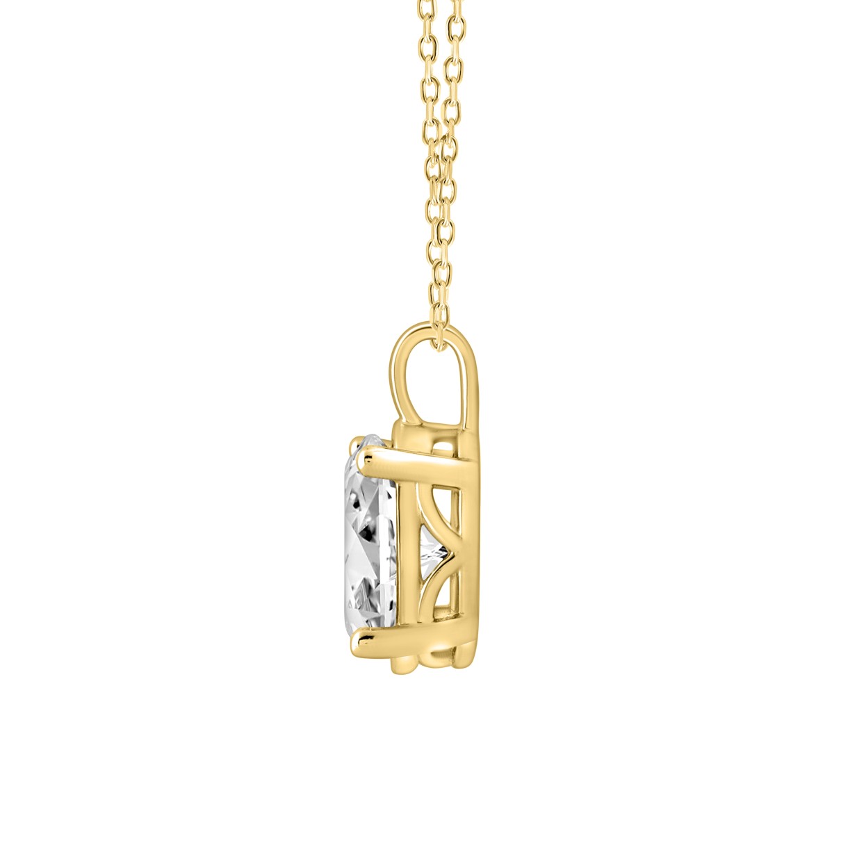 LADIES SOLITAIRE PENDANT 2.50CT OVAL DIAMOND 14K YELLOW GOLD 