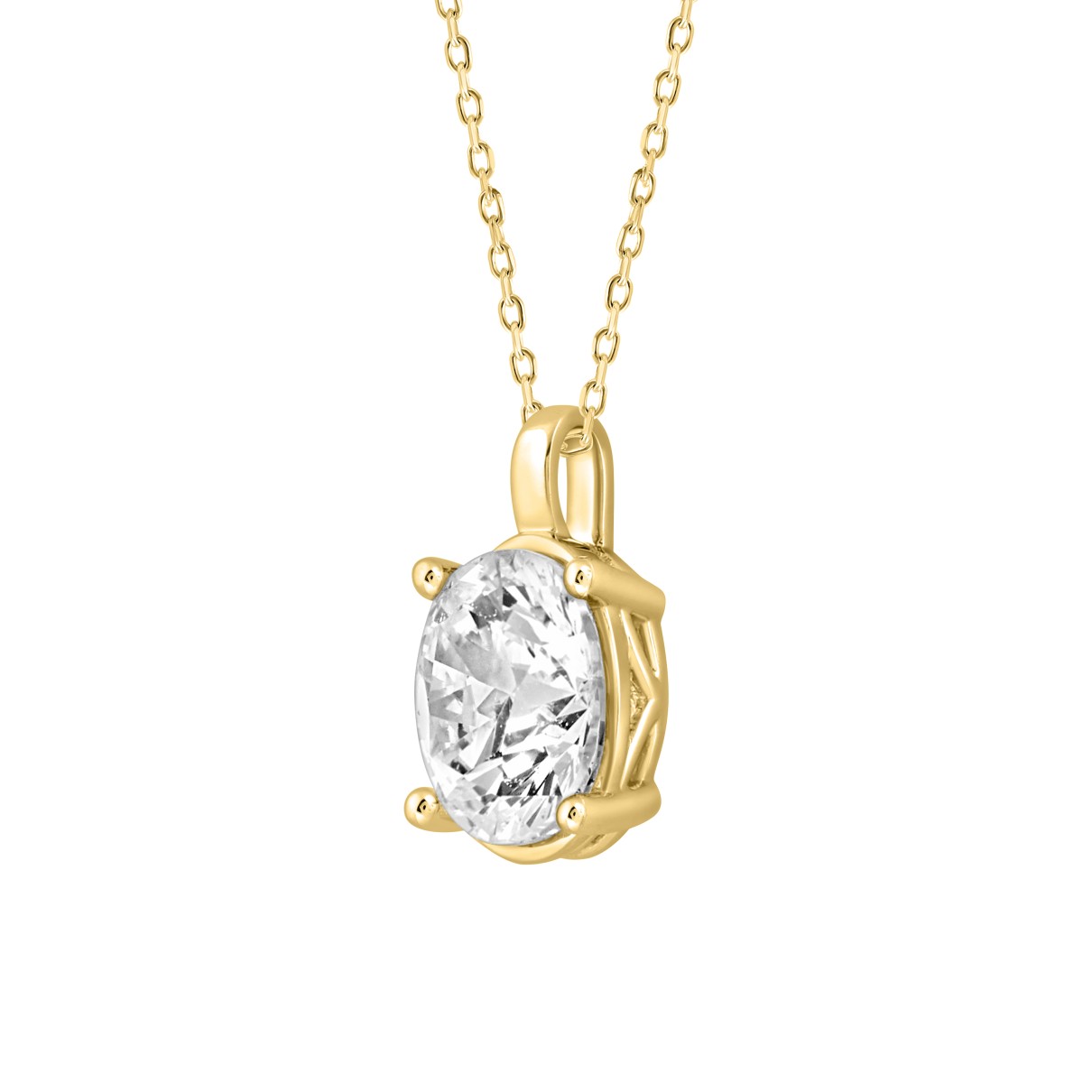 LADIES SOLITAIRE PENDANT 2.50CT OVAL DIAMOND 14K YELLOW GOLD 