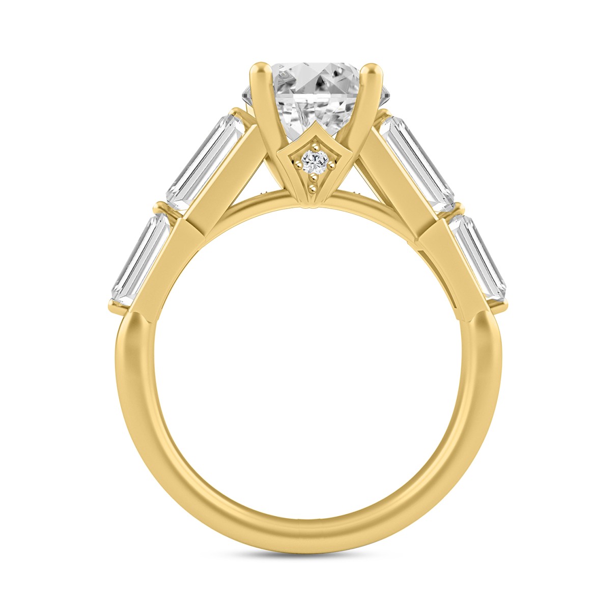 LADIES RING 3CT ROUND/OVAL/BAGUETTE DIAMOND 14K YELLOW GOLD (CENTER STONE OVAL DIAMOND 2CT )