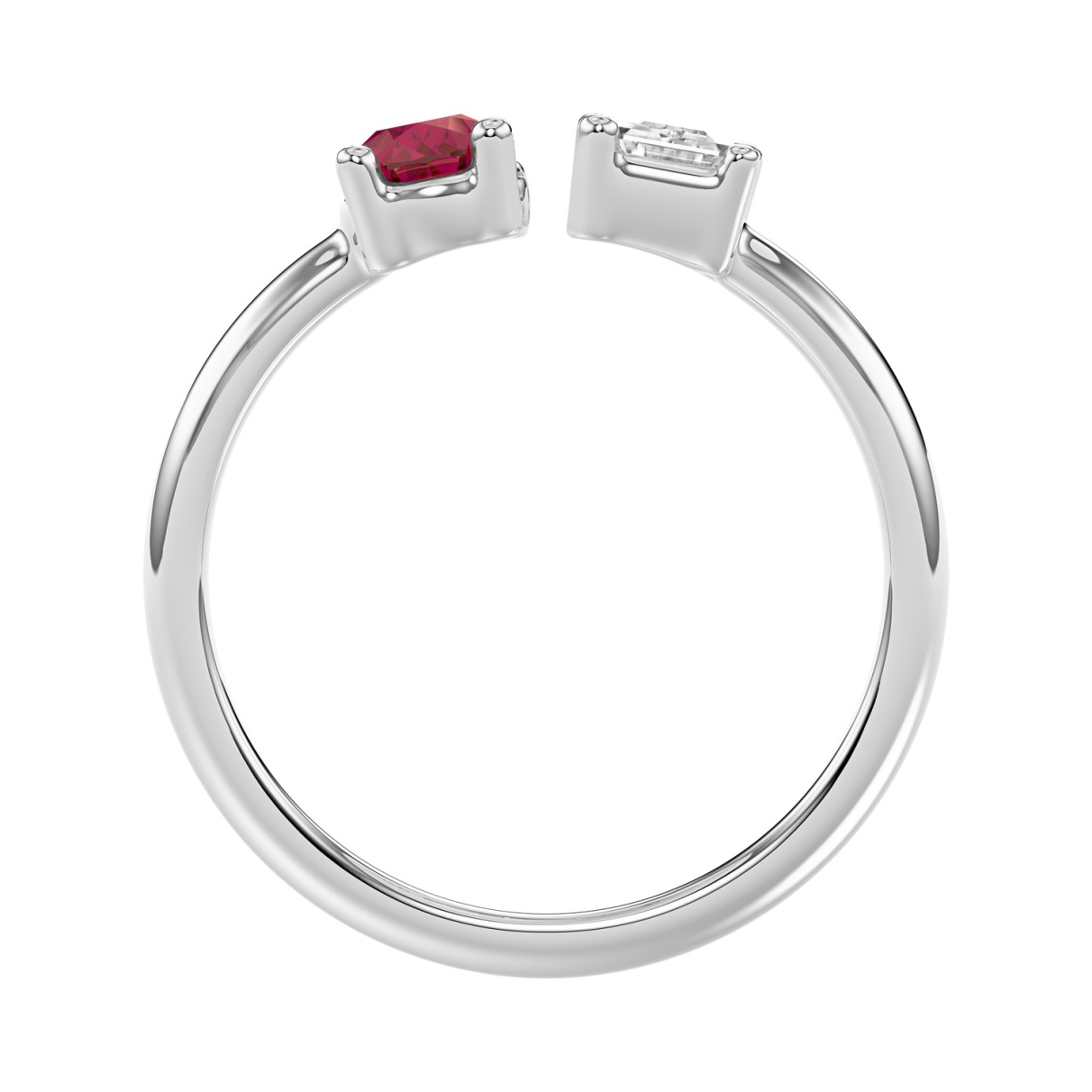 14K WHITE GOLD 1.00CT EMERALD/PEAR RUBY DIAMOND LADIES RING