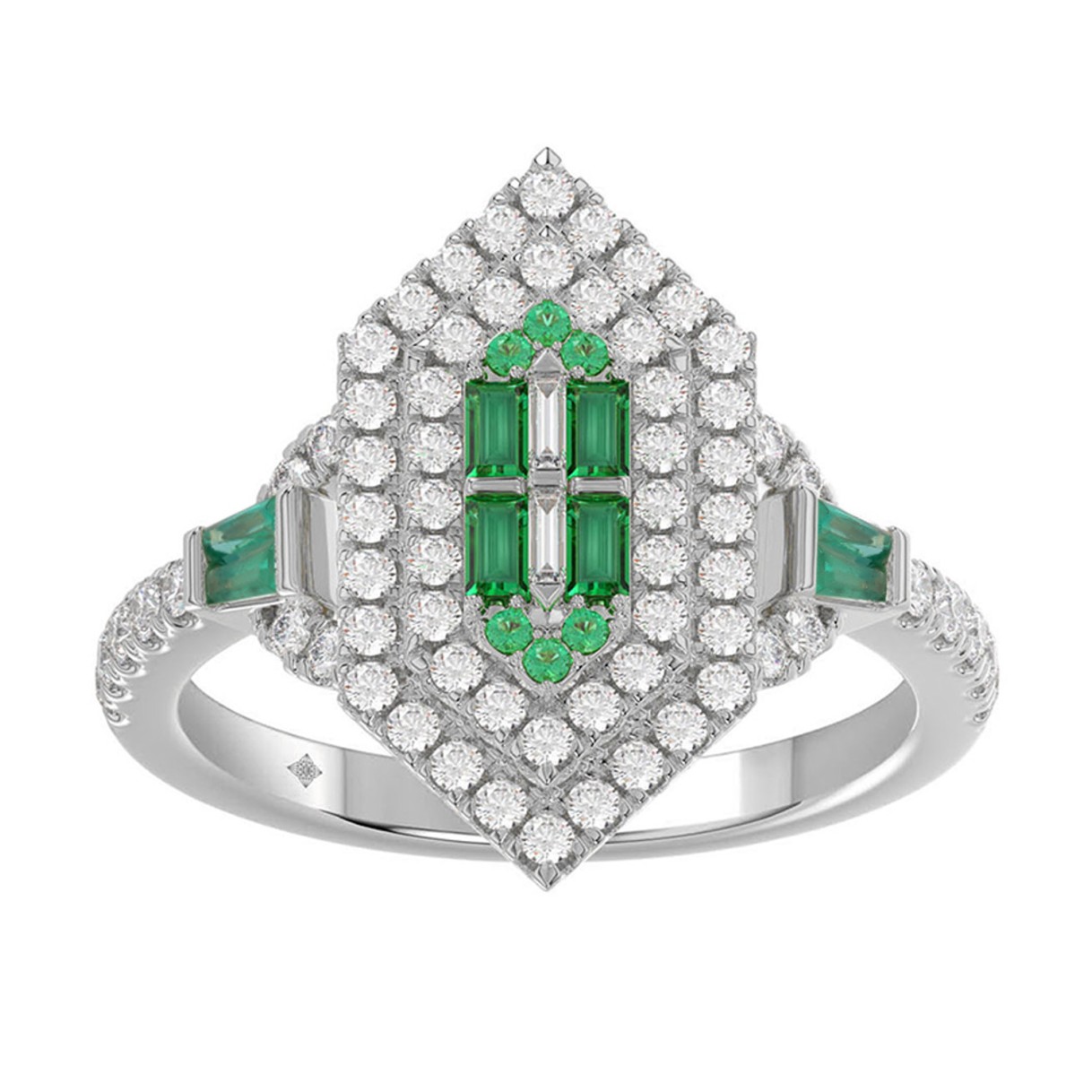14K WHITE GOLD 1 1/6CT ROUND/BAGUETTE/EMERALD DIAM...