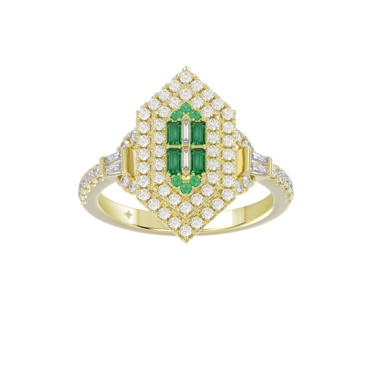 14K YELLOW GOLD 1 1/6CT ROUND/BAGUETTE/EMERALD DIA...