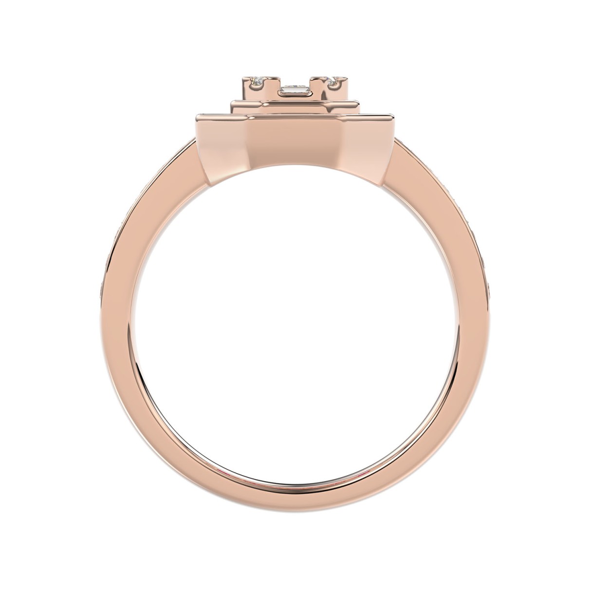 LADIES RING 1/2CT ROUND/BAGUETTE/PRINCESS DIAMOND 14K ROSE GOLD