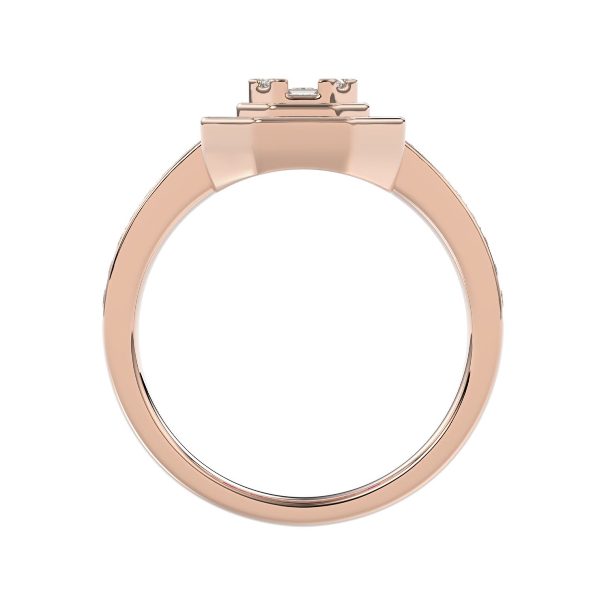 LADIES RING 3/4CT ROUND/BAGUETTE/PRINCESS TRAPEZOID RUBY DIAMOND 14K ROSE GOLD