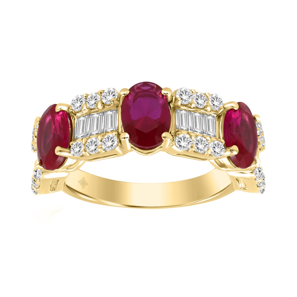 LADIES BAND 1CT ROUND/BAGUETTE/OVAL DIAMOND 14K YE...
