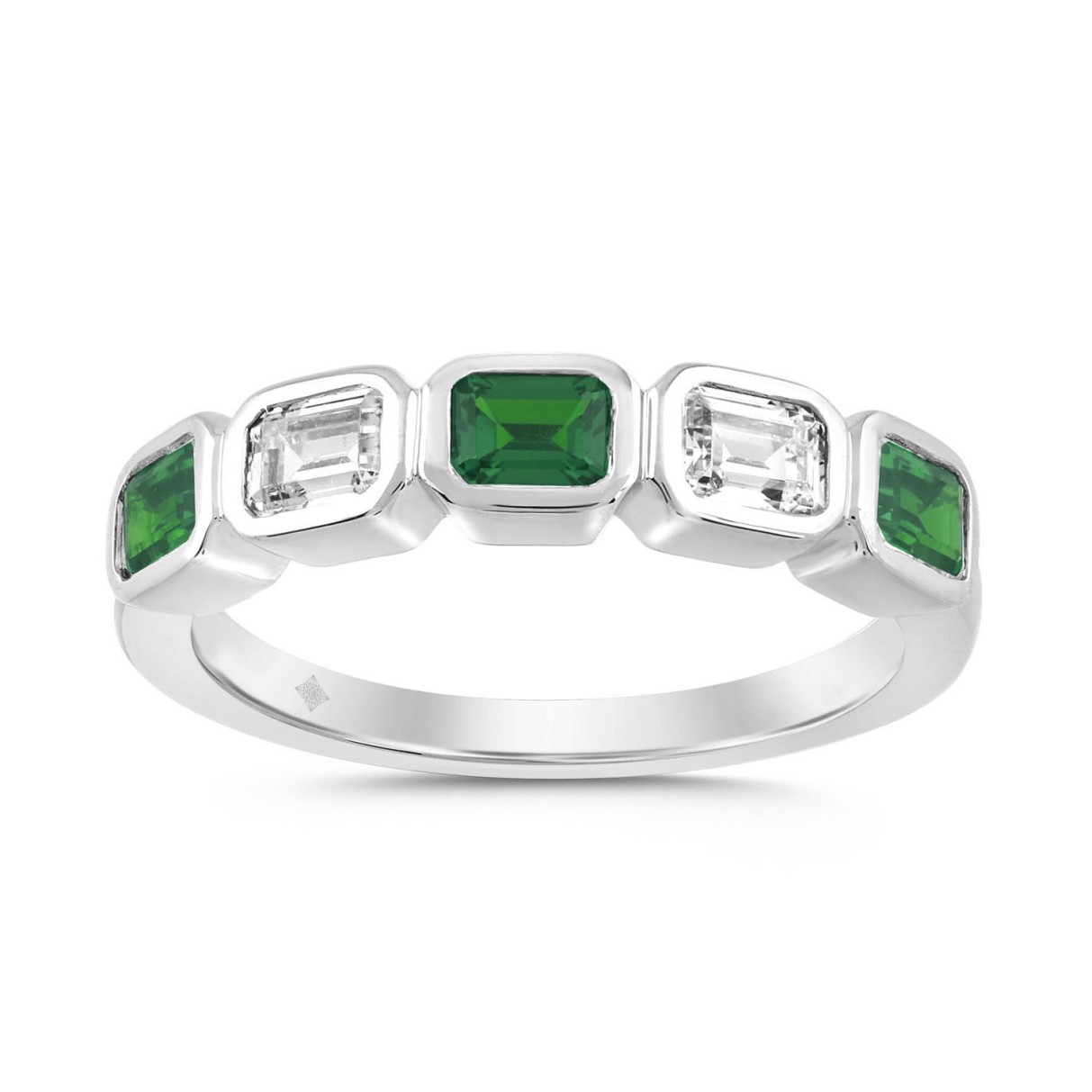 14K WHITE GOLD 1.00CT EMERALD DIAMOND LADIES BAND