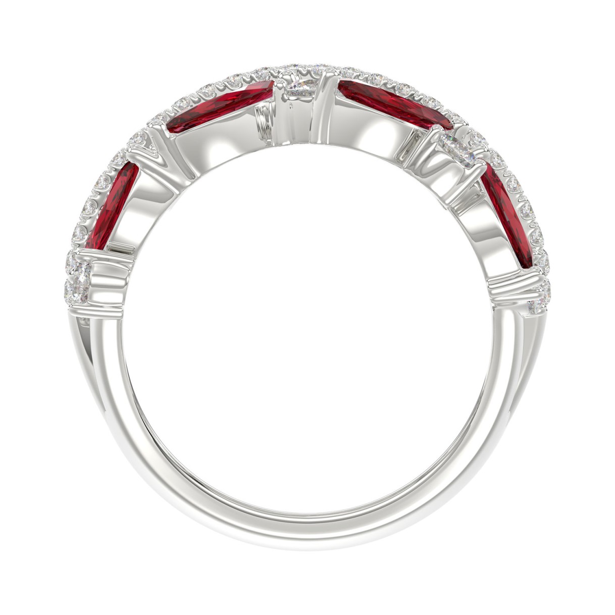 14K WHITE GOLD 2.00CT ROUND/MARQUISE DIAMOND LADIES RING (RUBY DIAMOND 1 1/2CT)
