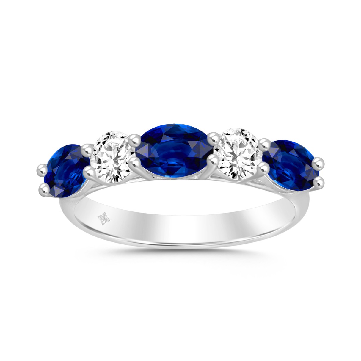 14K WHITE GOLD 2.00CT ROUND/OVAL BLUE SAPPHIRE DIA...